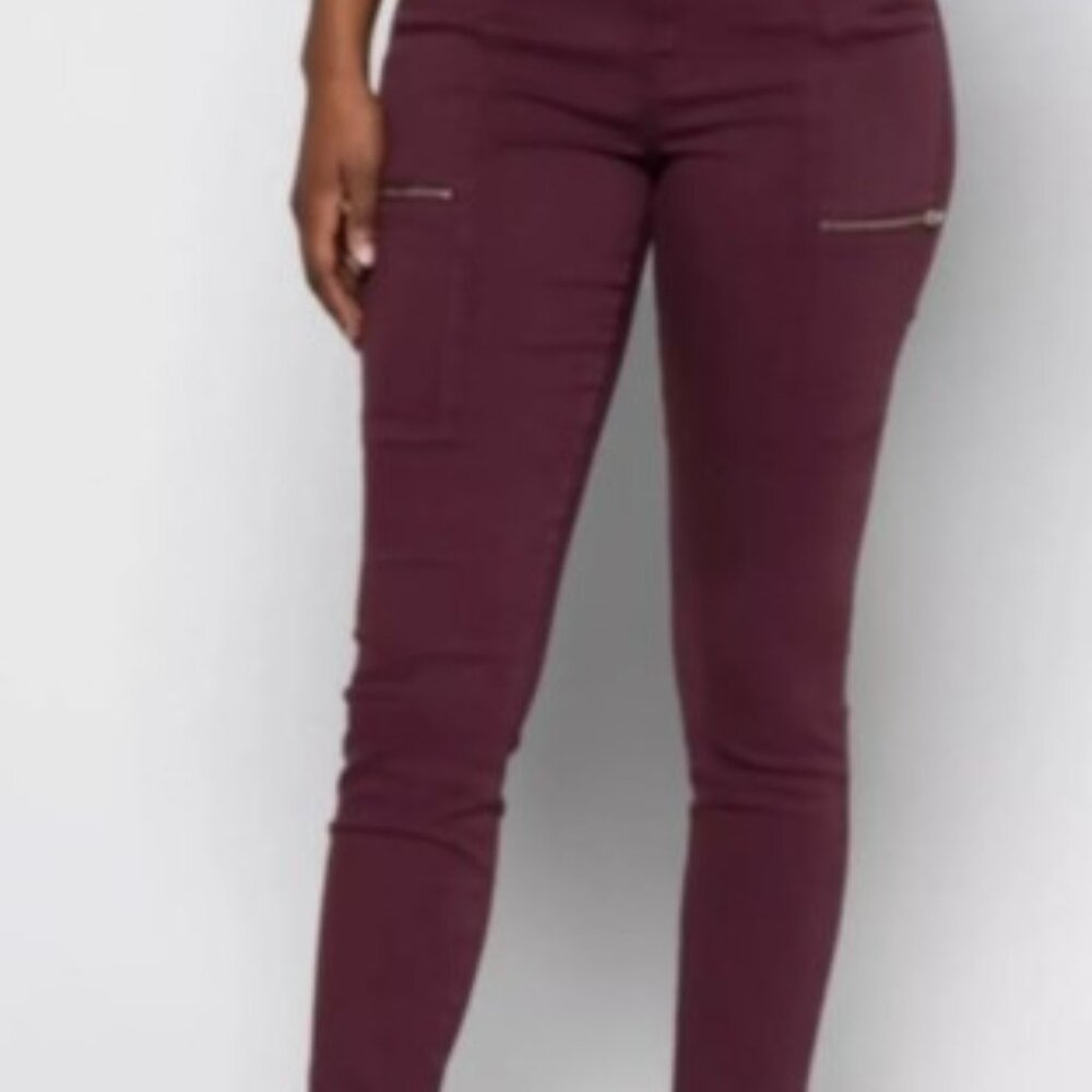 EUC Pistola Size Waist 33 Skinny Burgundy Inseam 28" Rise 11"